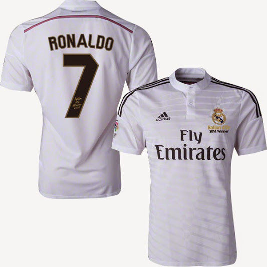Ballon d'Or 2014 Winner Ronaldo #7 White Soccer Jersey
